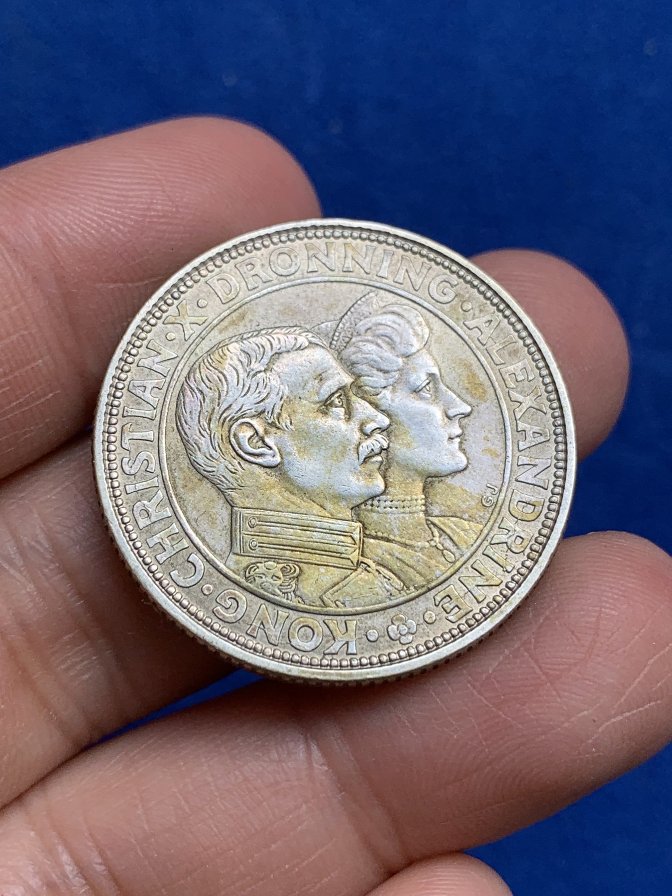 《竞宝斋》第244场-周日，周一 新年开场 (全场包邮) 丹麦1923年克里斯蒂安十世银婚纪念2克朗银币