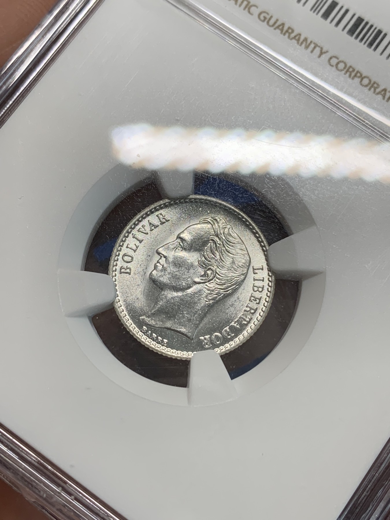 《竞宝斋》第244场-周日，周一 新年开场 (全场包邮) NGC MS63 委内瑞拉1954年50C银币，南美热点地区品种