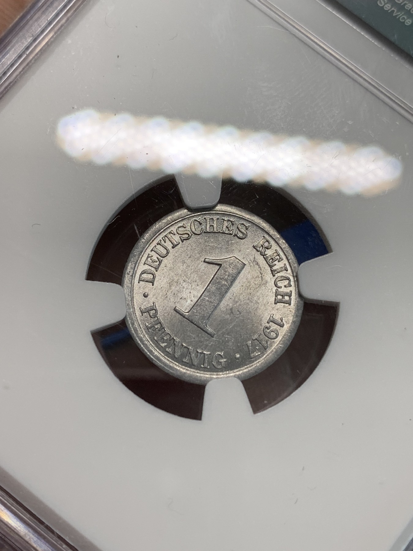 《竞宝斋》第244场-周日，周一 新年开场 (全场包邮) NGC MS63 德国1917D短翅1芬尼 铝币 短翅好品难得 更高分仅5枚