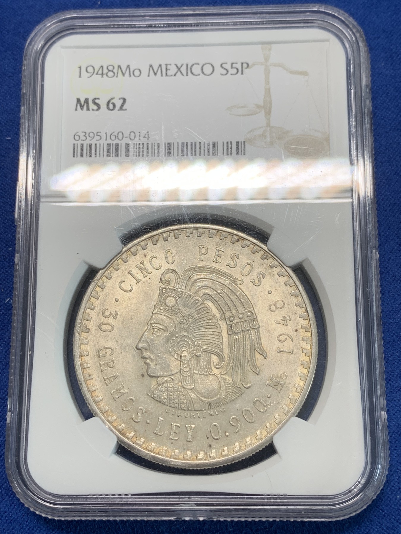 《竞宝斋》第244场-周日，周一 新年开场 (全场包邮) NGC MS62 墨西哥1948年酋长大银 近期上涨品种