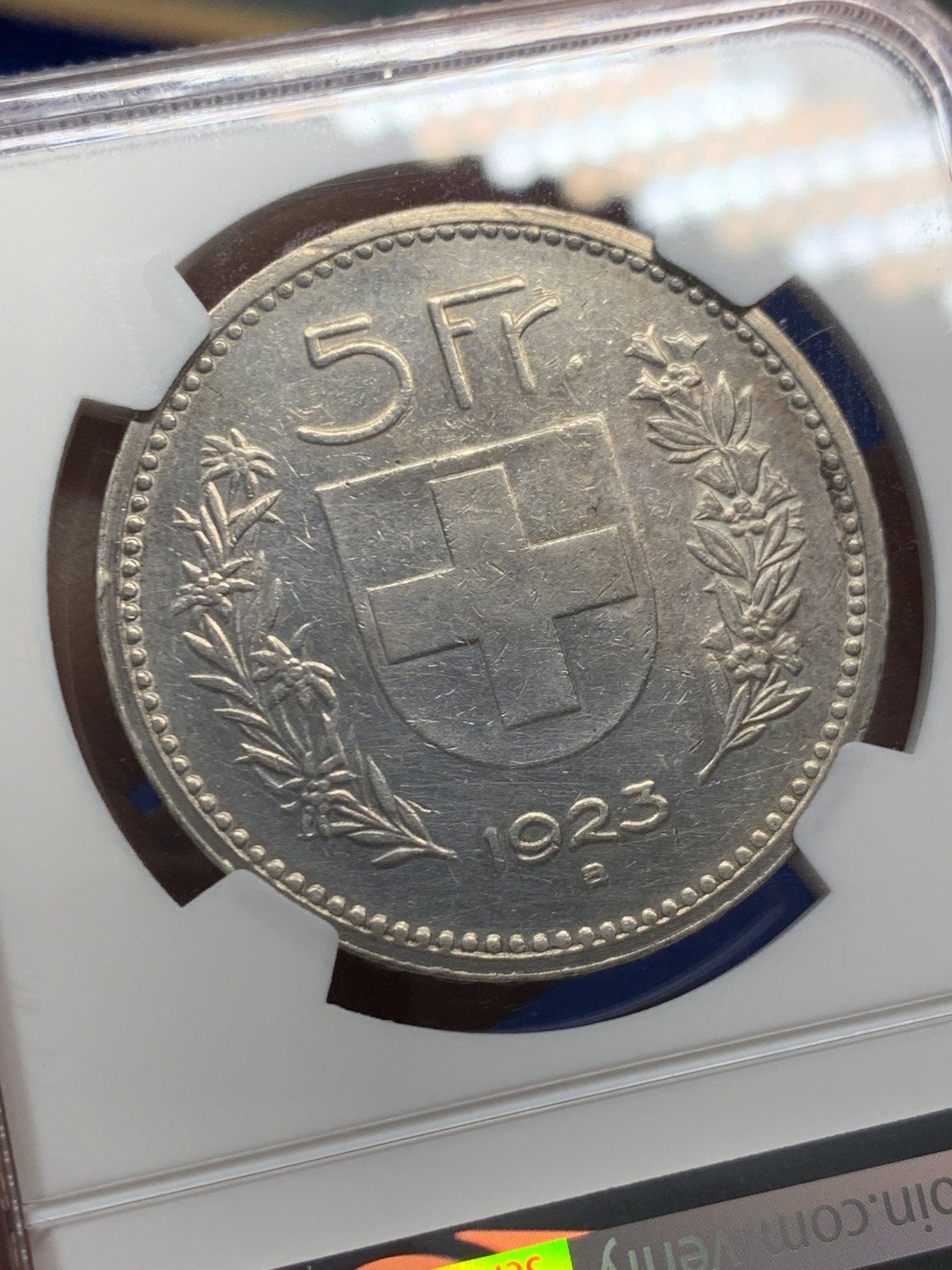 《竞宝斋》第244场-周日，周一 新年开场 (全场包邮) NGC AUD 瑞士 1923年 5法郎 大银币 早期版本