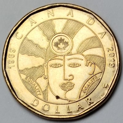 布加迪🐬～世界钱币🌾第 94 期 /  澳洲欧洲卡币等各国精品币 - 加拿大🇨🇦 2019年 1元 两性权利平等合法化50周年纪念币