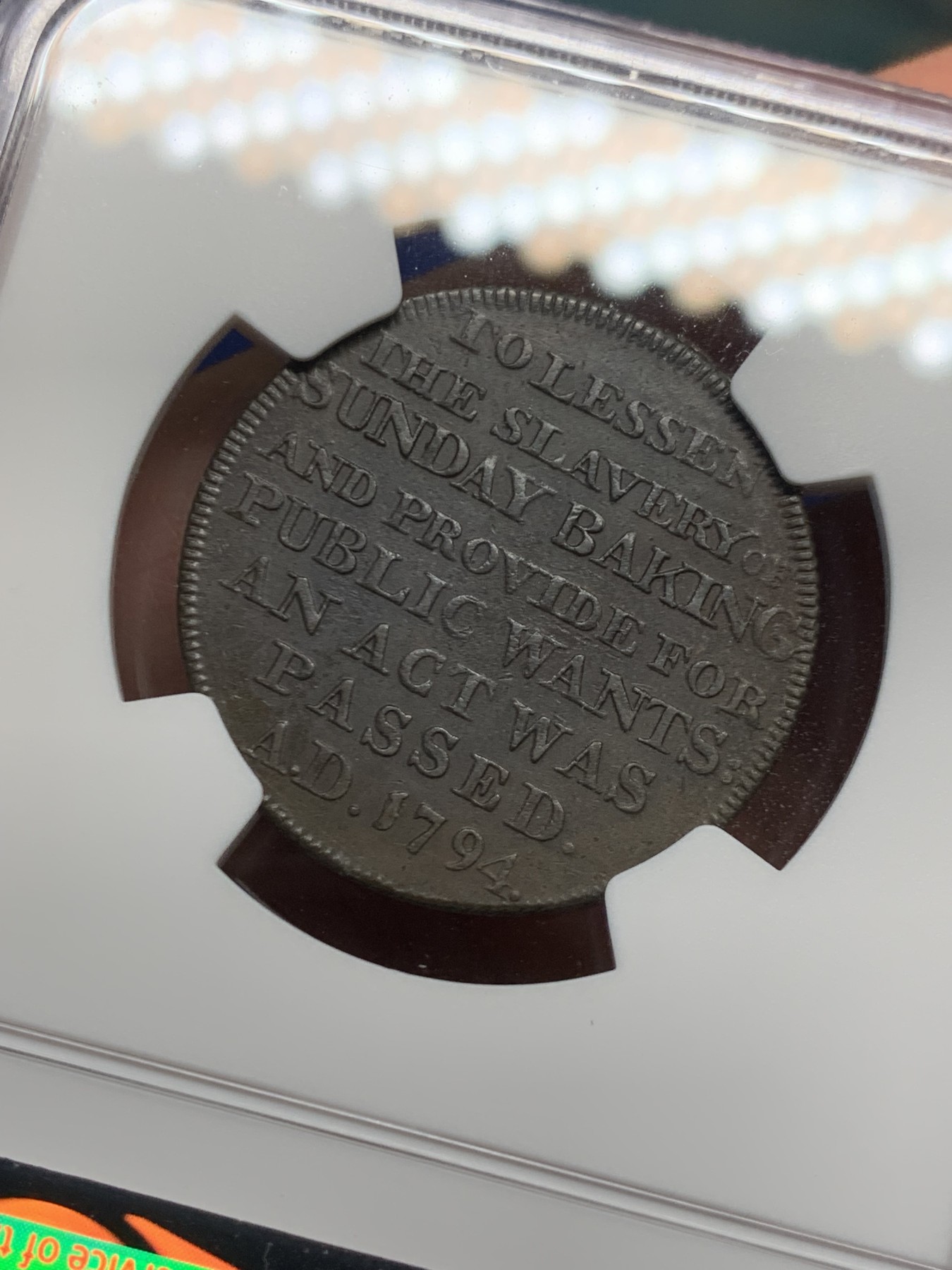 《竞宝斋》第244场-周日，周一 新年开场 (全场包邮) NGC MS61BN 1795年英国Middlesex半便士铜代币 罕见品 唯一冠军分！