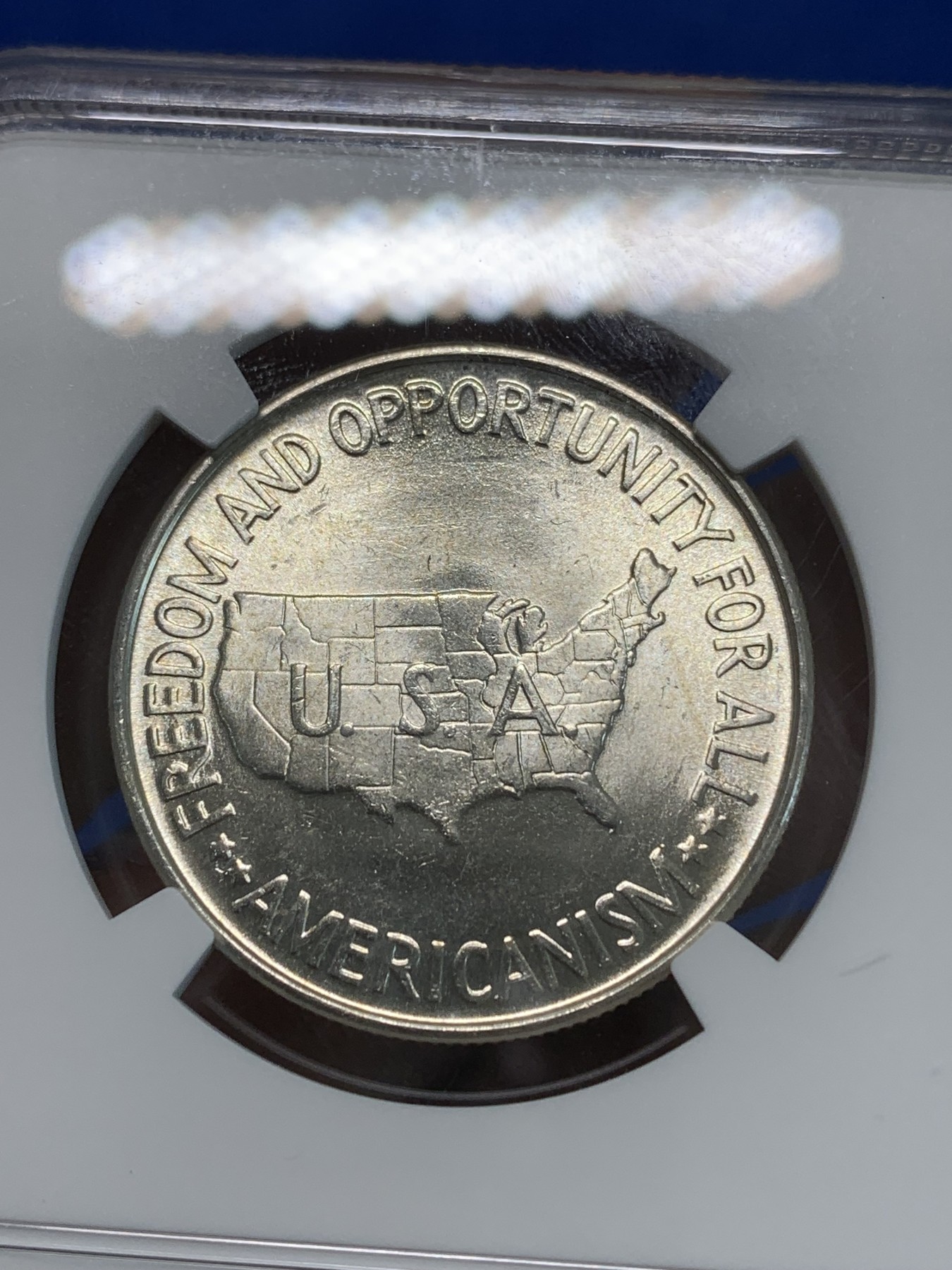 《竞宝斋》第244场-周日，周一 新年开场 (全场包邮) NGC MS64 美国1952年卡佛华盛顿半美元银币