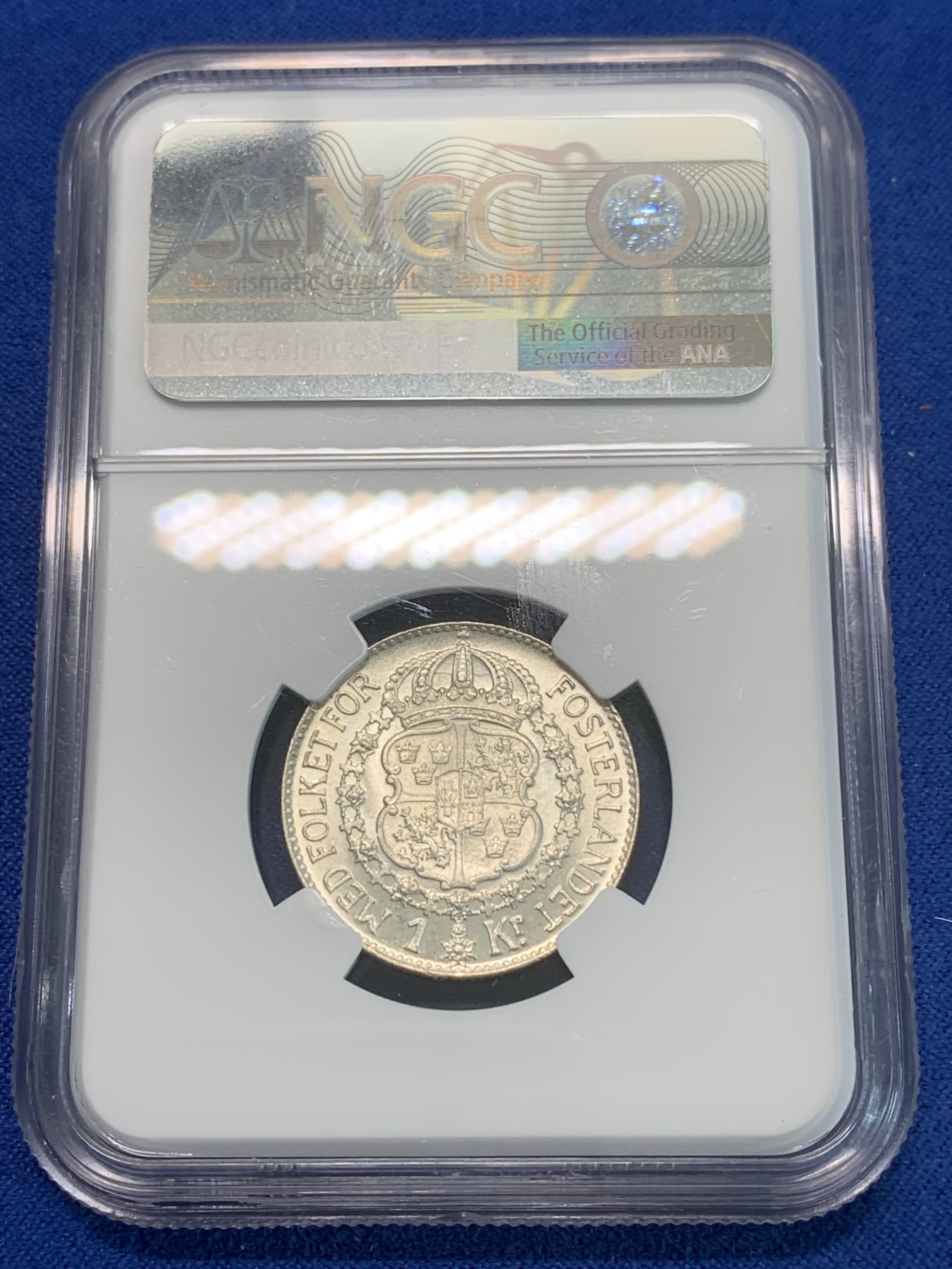 《竞宝斋》第244场-周日，周一 新年开场 (全场包邮) NGC MS64 瑞典王国1941年1克朗银币 64分高银版最后一年