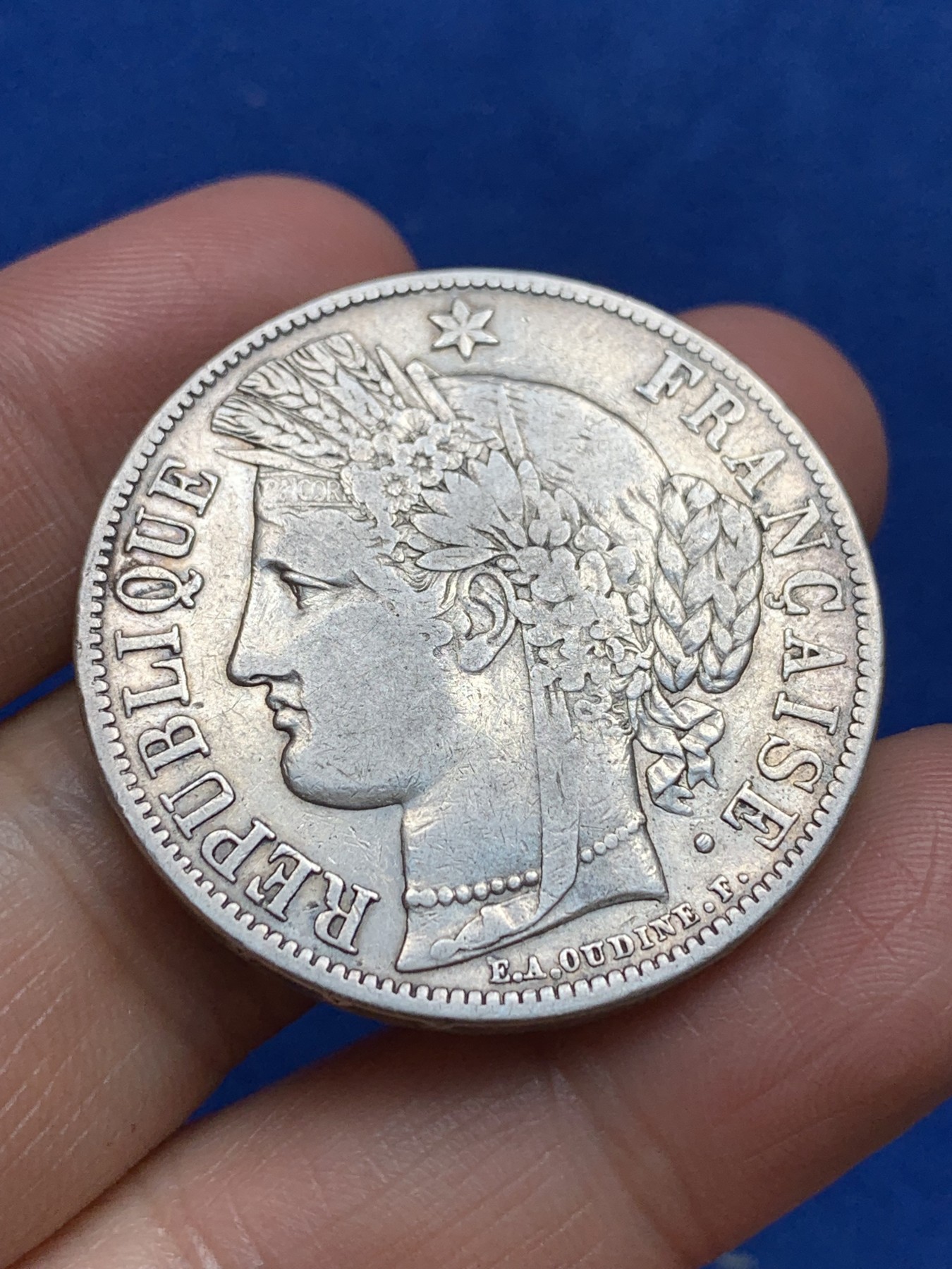 《竞宝斋》第244场-周日，周一 新年开场 (全场包邮) 法国1850年谷物女神5法郎银币