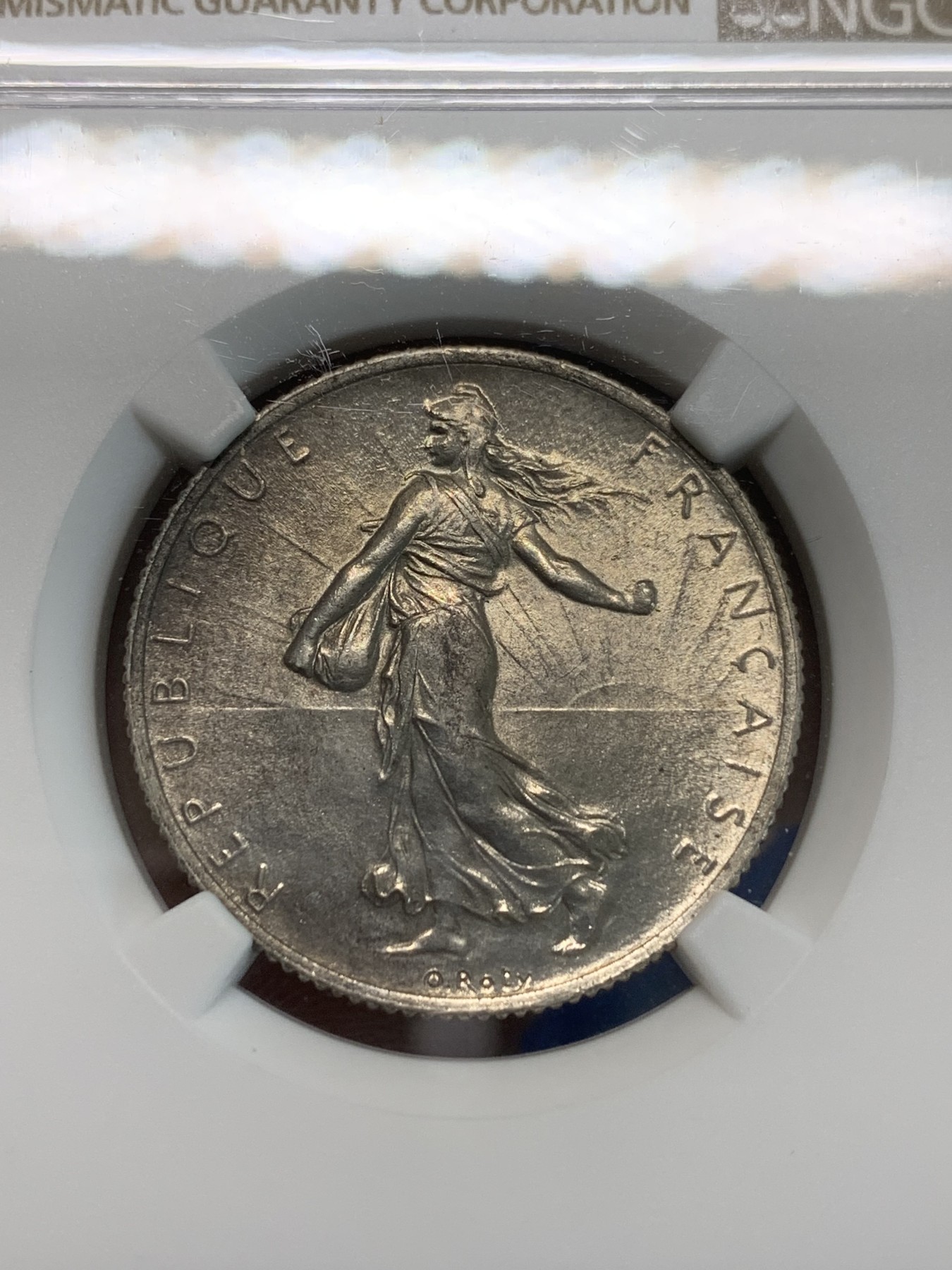 《竞宝斋》第244场-周日，周一 新年开场 (全场包邮) NGC MS62 法国1919年播种女神2法郎银币