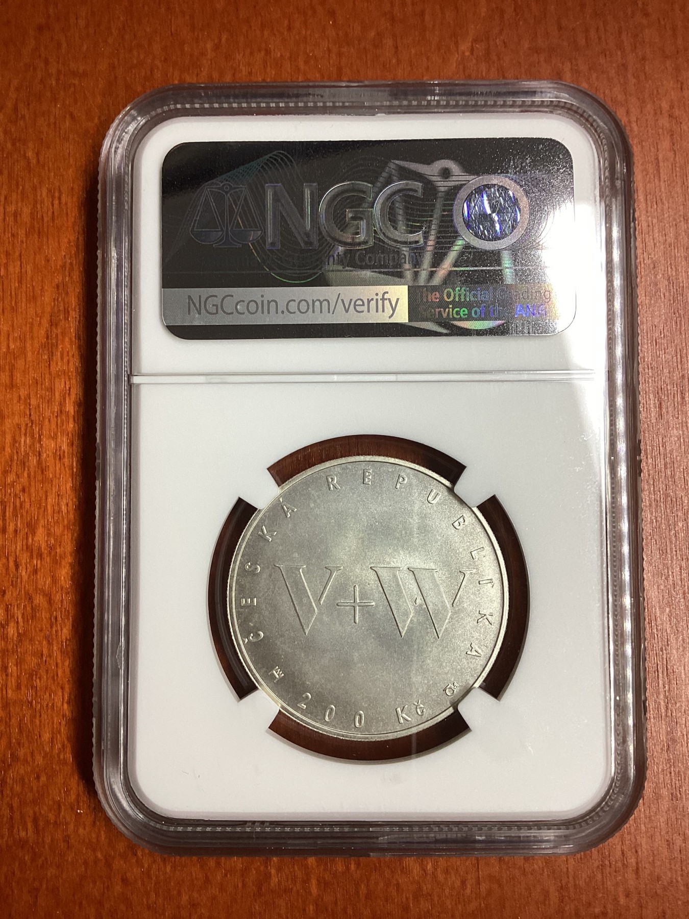 长老汇龙年精选第二场 2005 捷克睿智的小丑组合百周年200克朗银币，NGC MS66，唯一冠军分