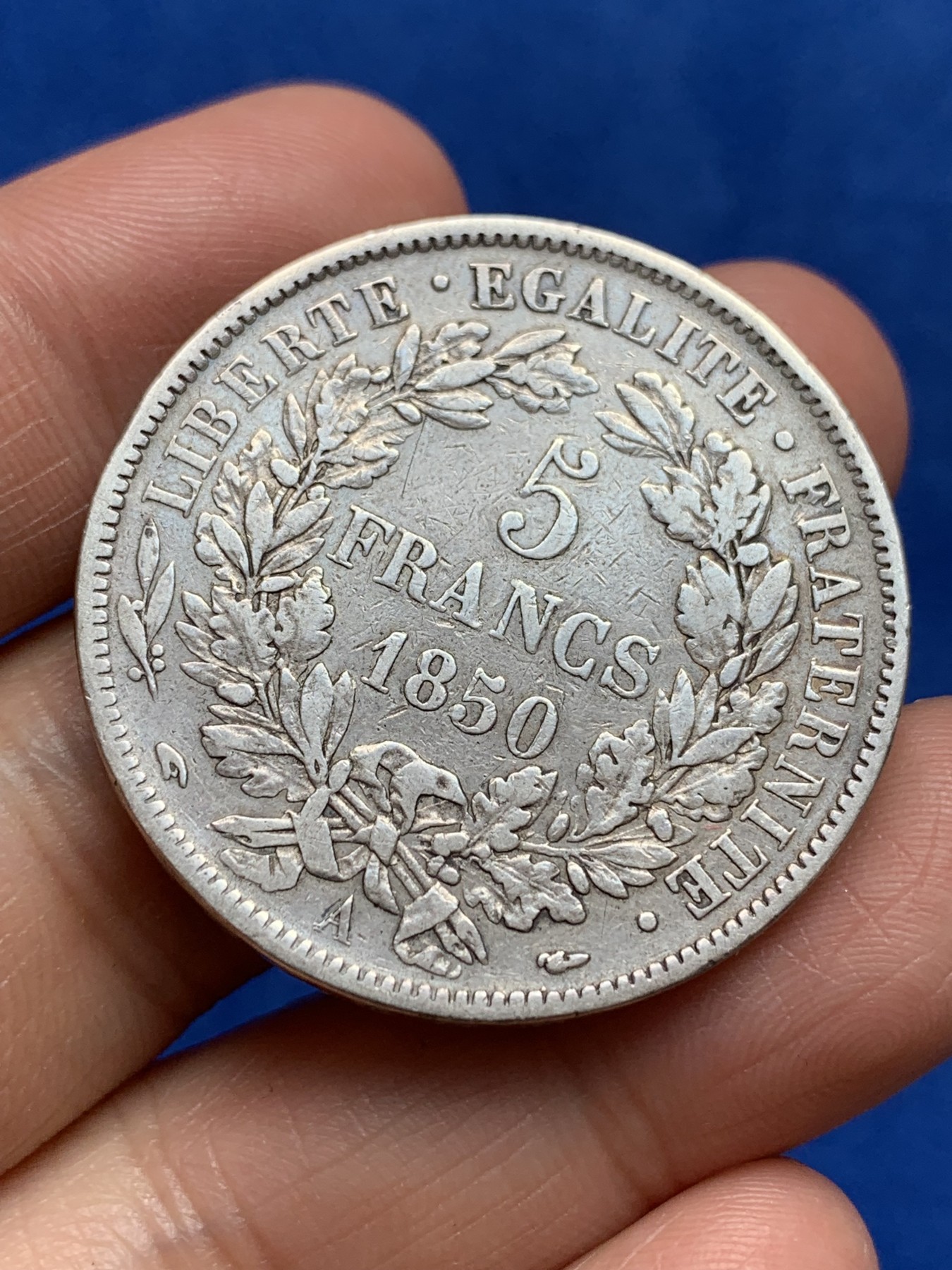 《竞宝斋》第244场-周日，周一 新年开场 (全场包邮) 法国1850年谷物女神5法郎银币