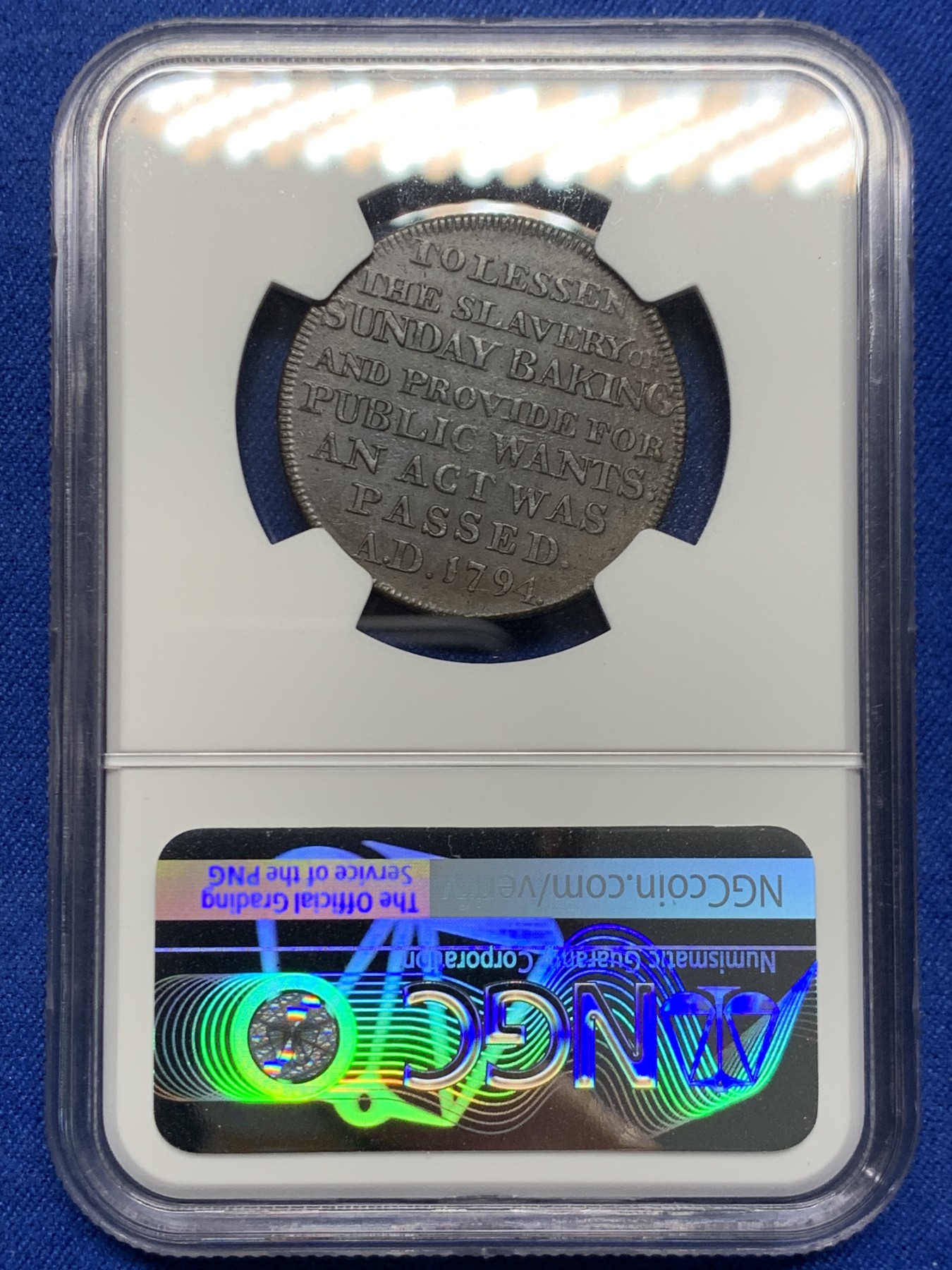 《竞宝斋》第244场-周日，周一 新年开场 (全场包邮) NGC MS61BN 1795年英国Middlesex半便士铜代币 罕见品 唯一冠军分！