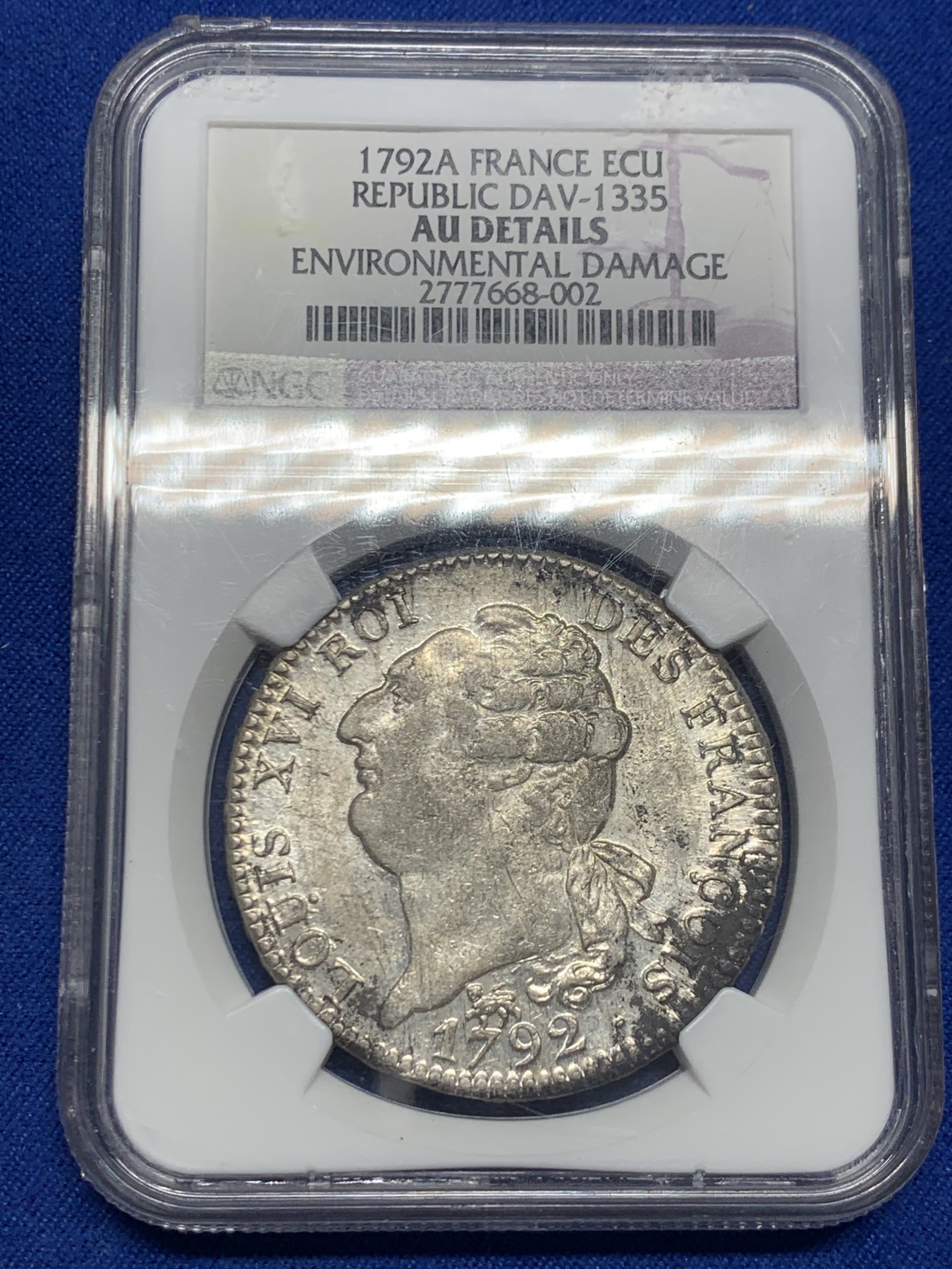 《竞宝斋》第244场-周日，周一 新年开场 (全场包邮) NGC AUD 法国1792年路易十六天使埃居 人物压力感十足 银光转光闪烁 极少减重痕迹 味道极好