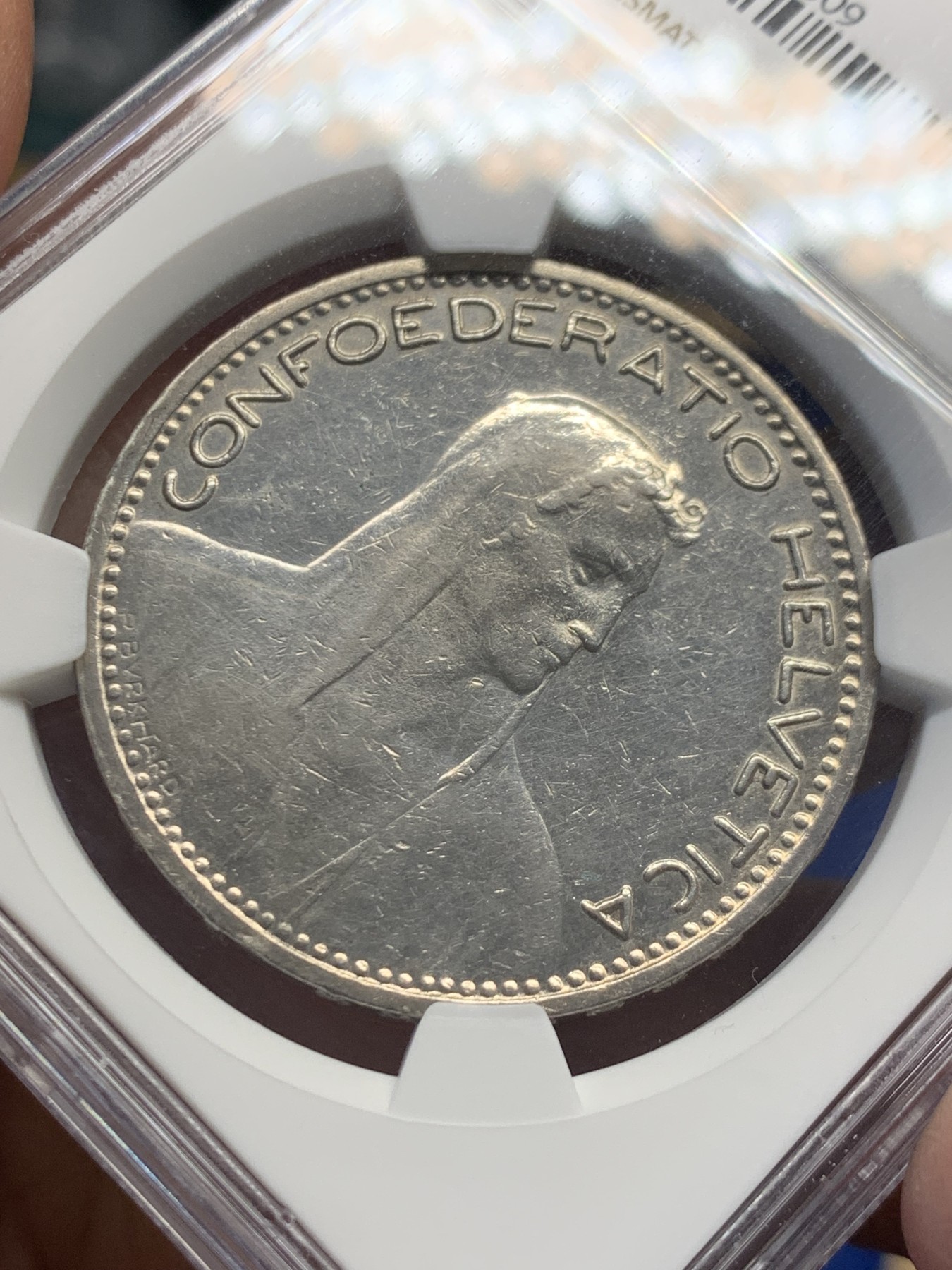 《竞宝斋》第244场-周日，周一 新年开场 (全场包邮) NGC AUD 瑞士 1923年 5法郎 大银币 早期版本