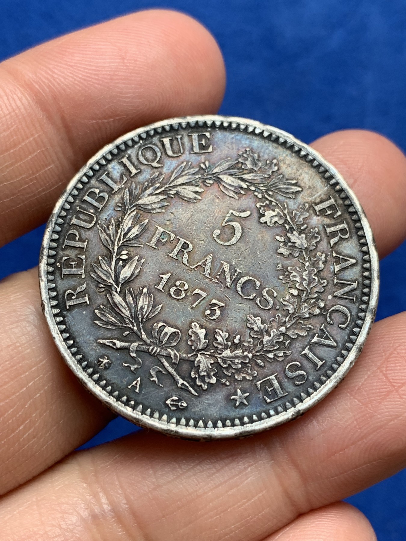 《竞宝斋》第244场-周日，周一 新年开场 (全场包邮) 法国1873年大力神5法郎银币