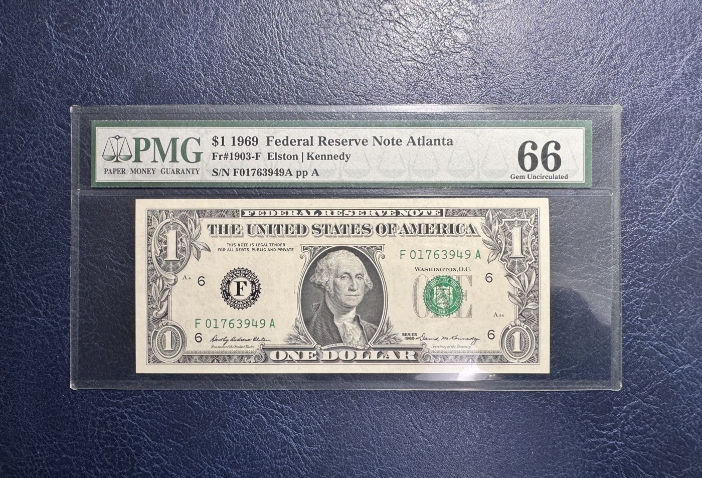 收藏联盟Quantum Auction 第328期拍卖  美国联邦1969年1元 PMG66 经典一代壳