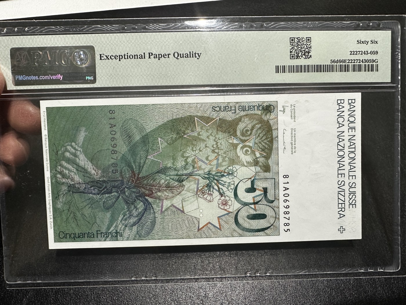 《外钞收藏家》第三百四十五期 1981年瑞士50法郎 PMG66