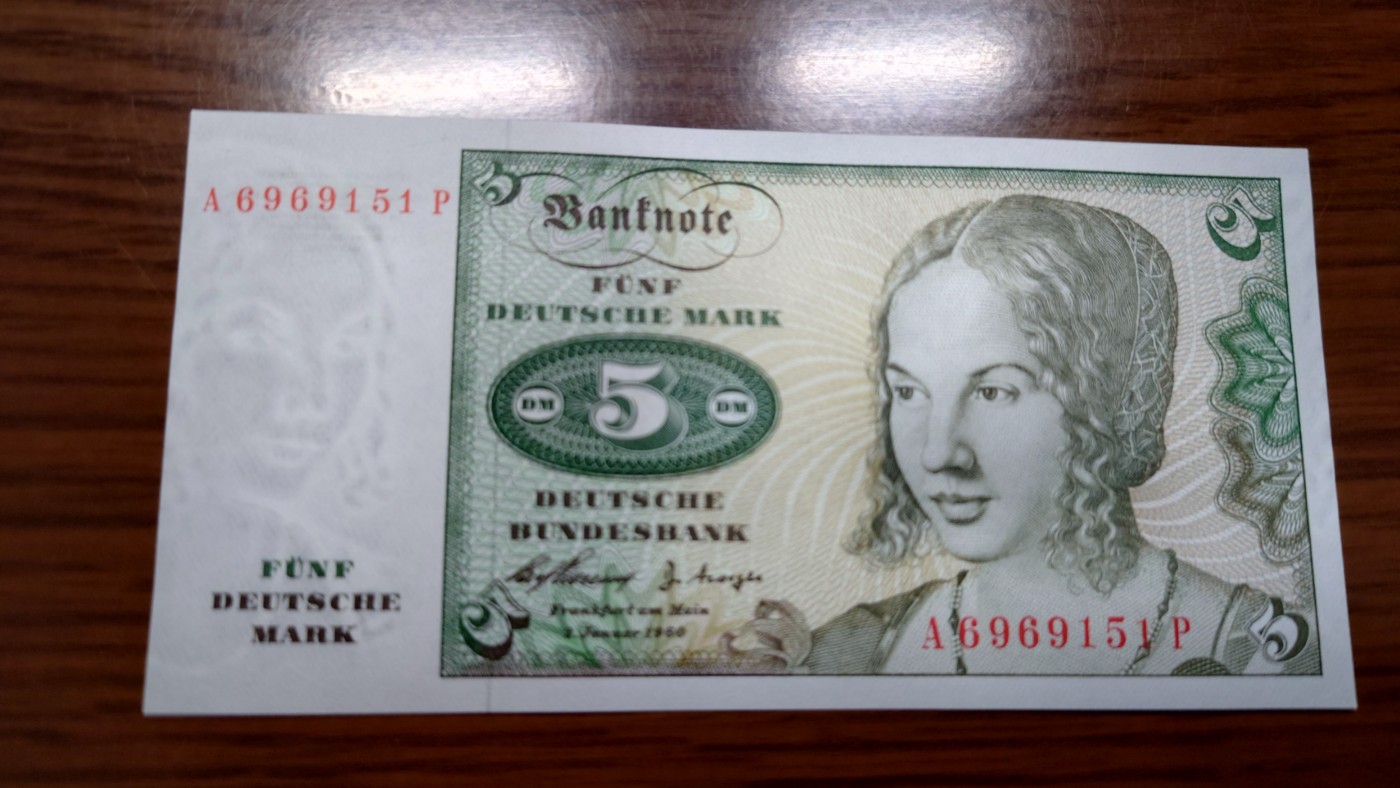 【世界钱币】精选微拍第94期暨2024年第五期 评级币裸钞场 1960年初版德国5马克 全新绝品无47尾号151