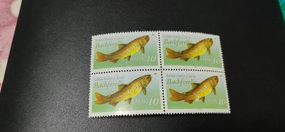 德国邮票专场，都是四方联 - 德国邮票四方连，1987年东德淡水鱼类，品相如图