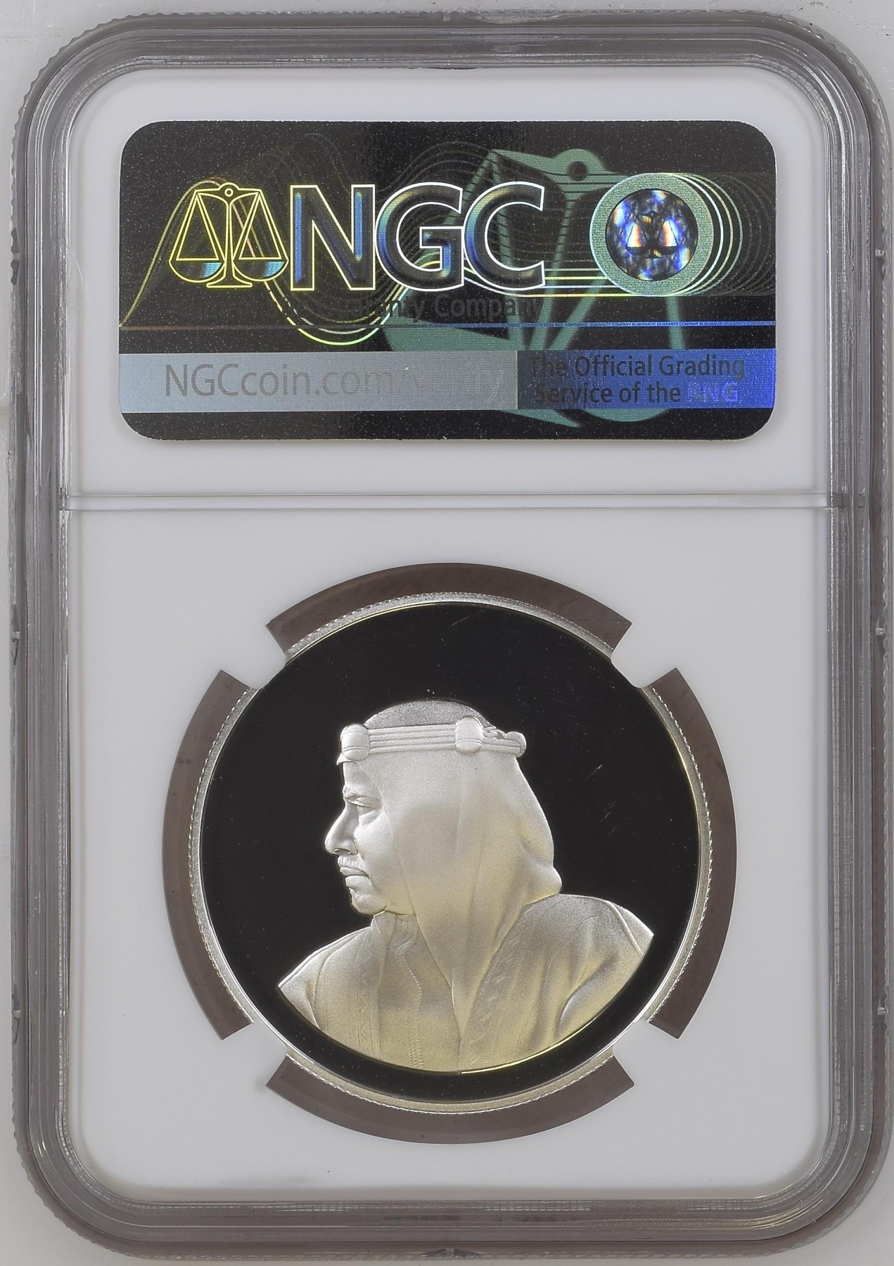 长老汇龙年精选第二场 AH1406//1986 巴林野生动物保护基金会瞪羚5第纳尔精制银币，NGC PF69UC