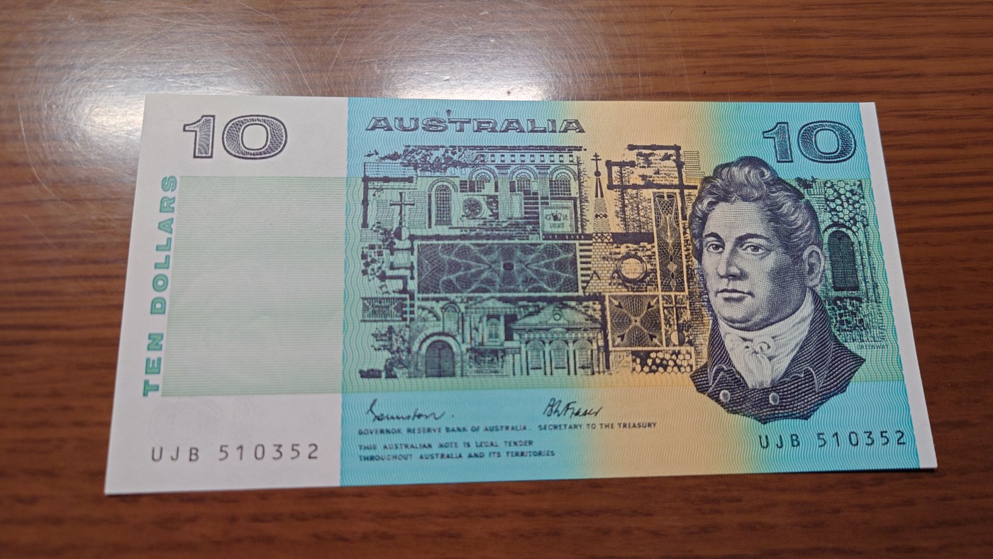 【世界钱币】精选微拍第94期暨2024年第五期 评级币裸钞场 1985年澳大利亚10元 全新绝品无47尾号352