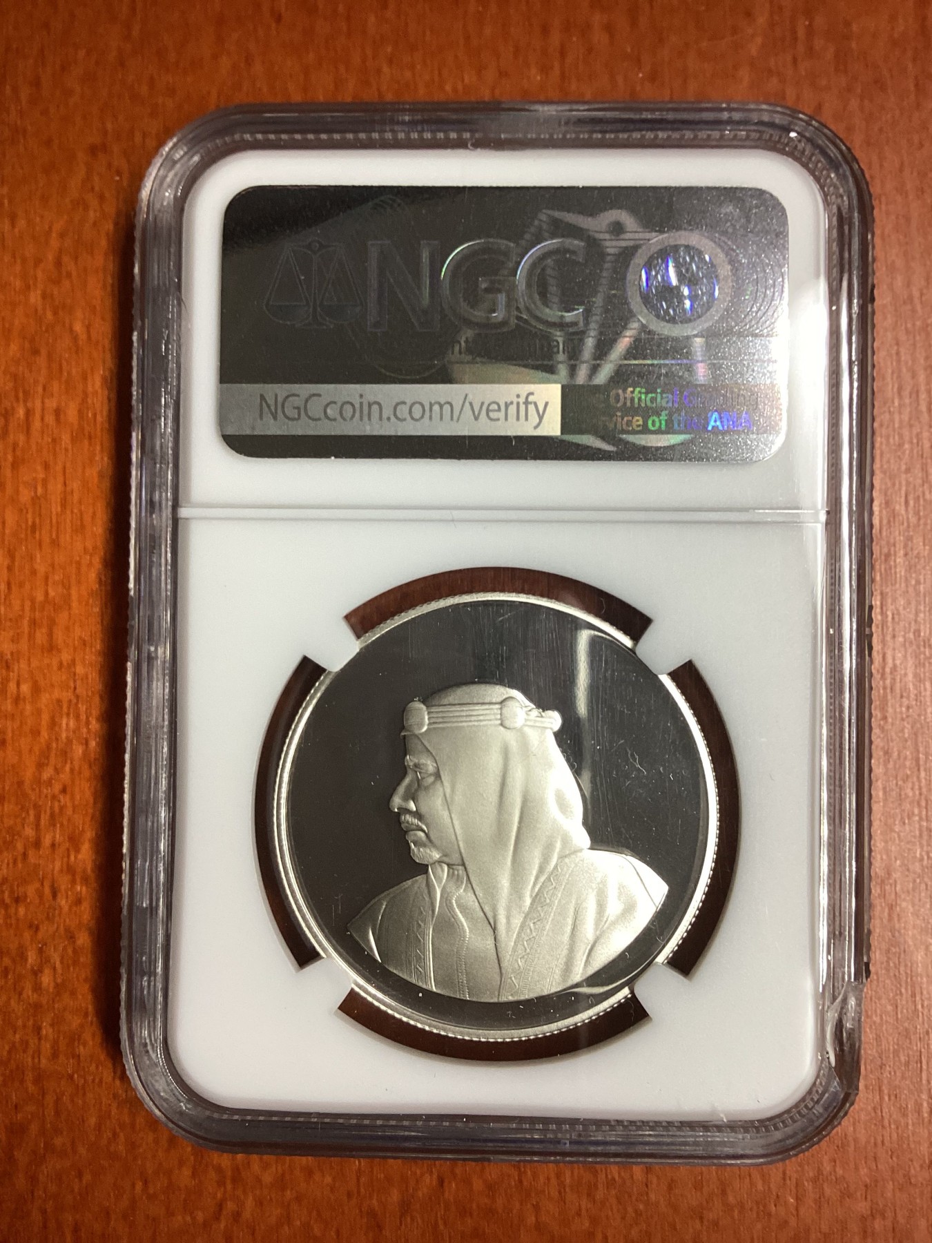 长老汇龙年精选第二场 AH1406//1986 巴林野生动物保护基金会瞪羚5第纳尔精制银币，NGC PF69UC