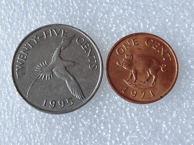 海外回流1元起拍小铺 各国钱币散币场 第8期 百慕大1971/1995年伊丽莎白1-25分硬币