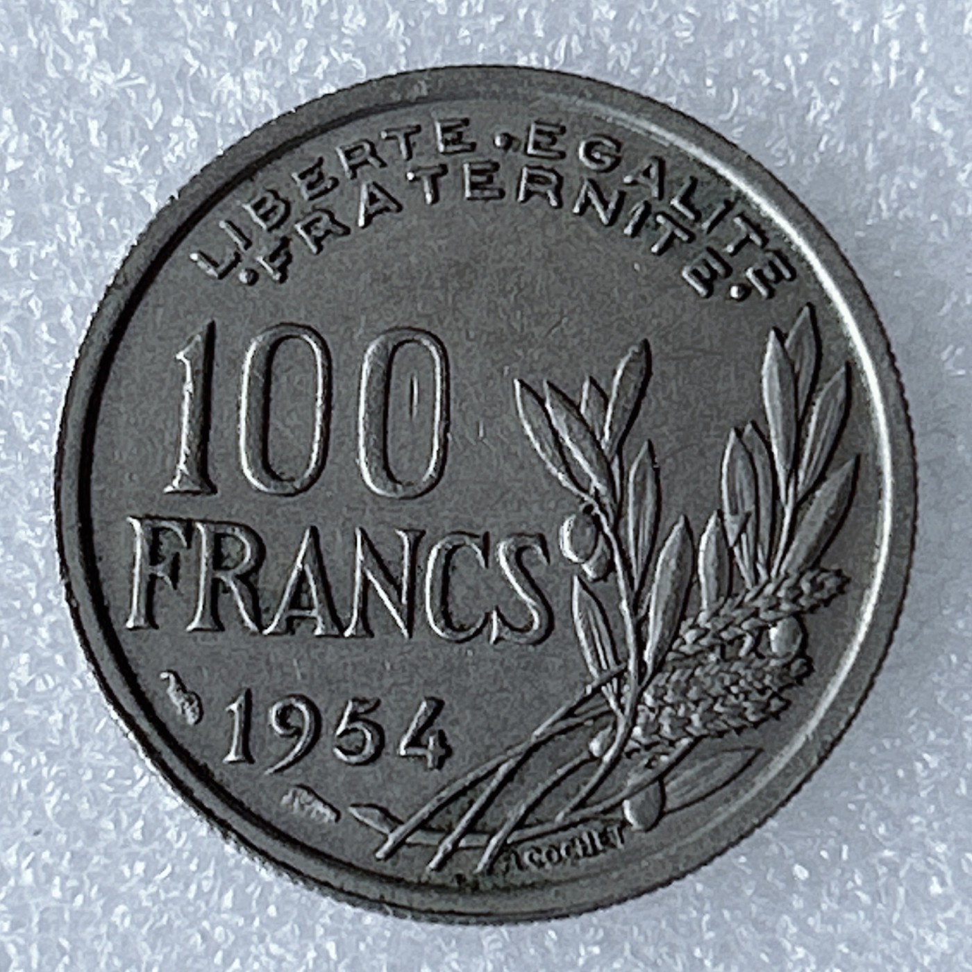 海外回流1元起拍小铺 各国钱币散币场 第8期 法国1954年100法郎 火炬