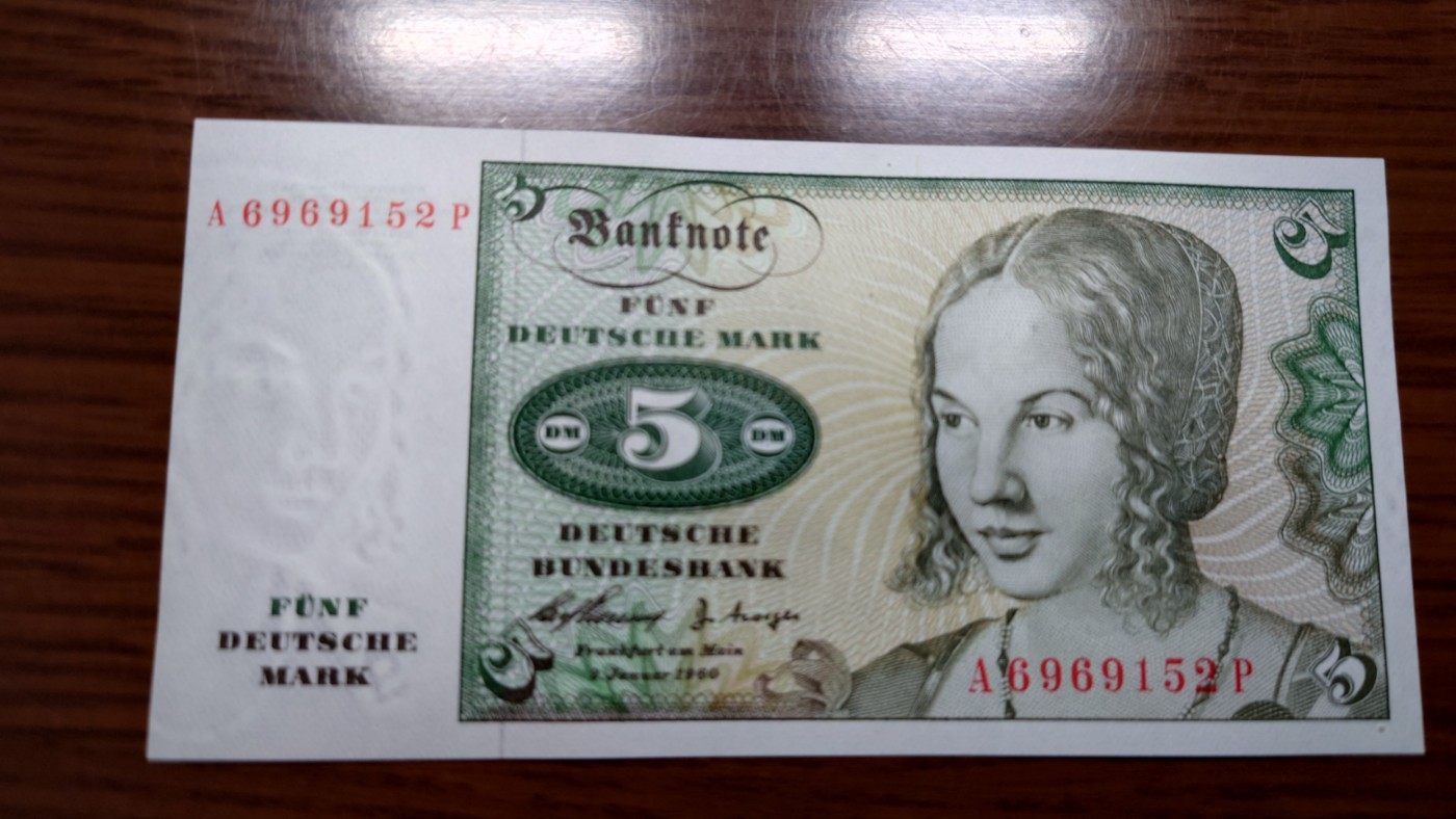 【世界钱币】精选微拍第94期暨2024年第五期 评级币裸钞场 1960年初版德国5马克 全新绝品无47尾号152