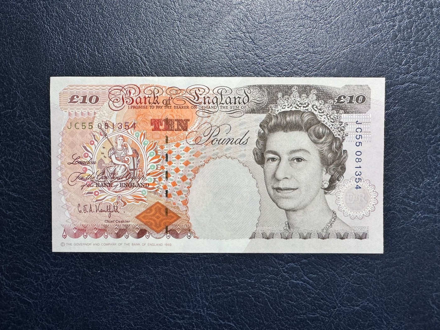 收藏联盟Quantum Auction 第328期拍卖  英国1993 (ND 1993-2000)年10镑 品相UNC-  角微瑕 作家狄更斯