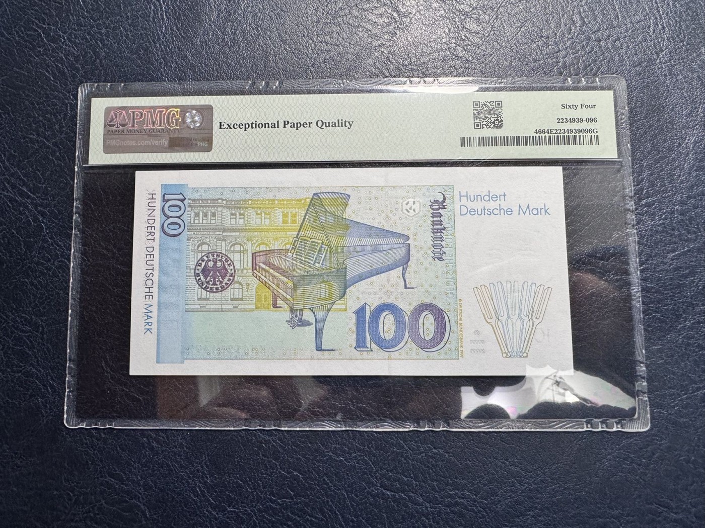 收藏联盟Quantum Auction 第328期拍卖  德国联邦1996年100马克 PMG64e 钢琴家 克拉拉舒曼