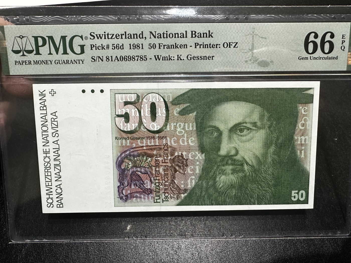 《外钞收藏家》第三百四十五期 1981年瑞士50法郎 PMG66