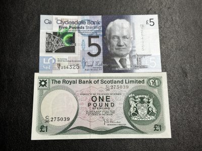 《外钞收藏家》第三百四十五期 - 2015年克莱斯戴尔银行5镑+苏1981年格兰1镑 两张全新 苏格兰有潮