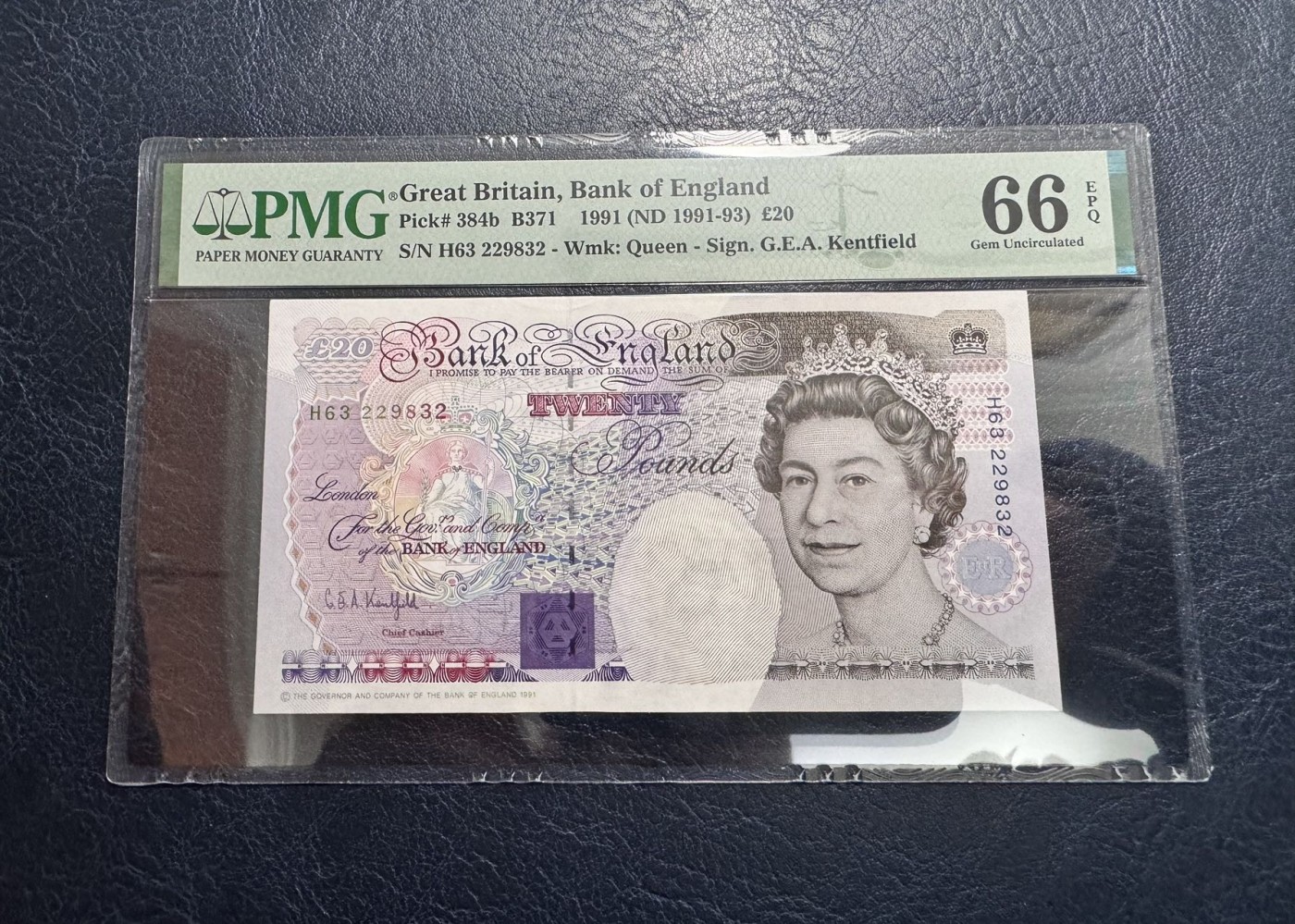 收藏联盟Quantum Auction 第328期拍卖  英国1991 (ND 1991-93)年20镑 PMG66 皇冠版 号码无457  物理学家法拉第