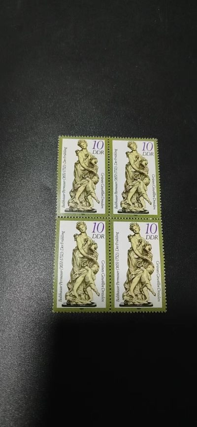 德国邮票，全部四方连 - 德国邮票四方连，1984年发行，德累斯顿绿色拱门雕塑，品相如图