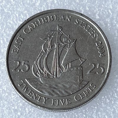 海外回流1元起拍小铺 各国钱币散币场 第8期 2004年东加勒比25分