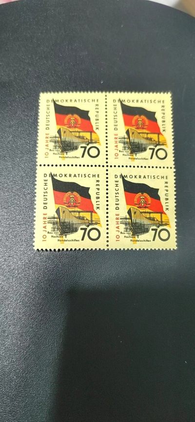 德国邮票，全部四方连 - 🔥🔥德国邮票四方连，1959年发行，民主德国东德1959年共和国成立10周年国旗邮票，品相如图