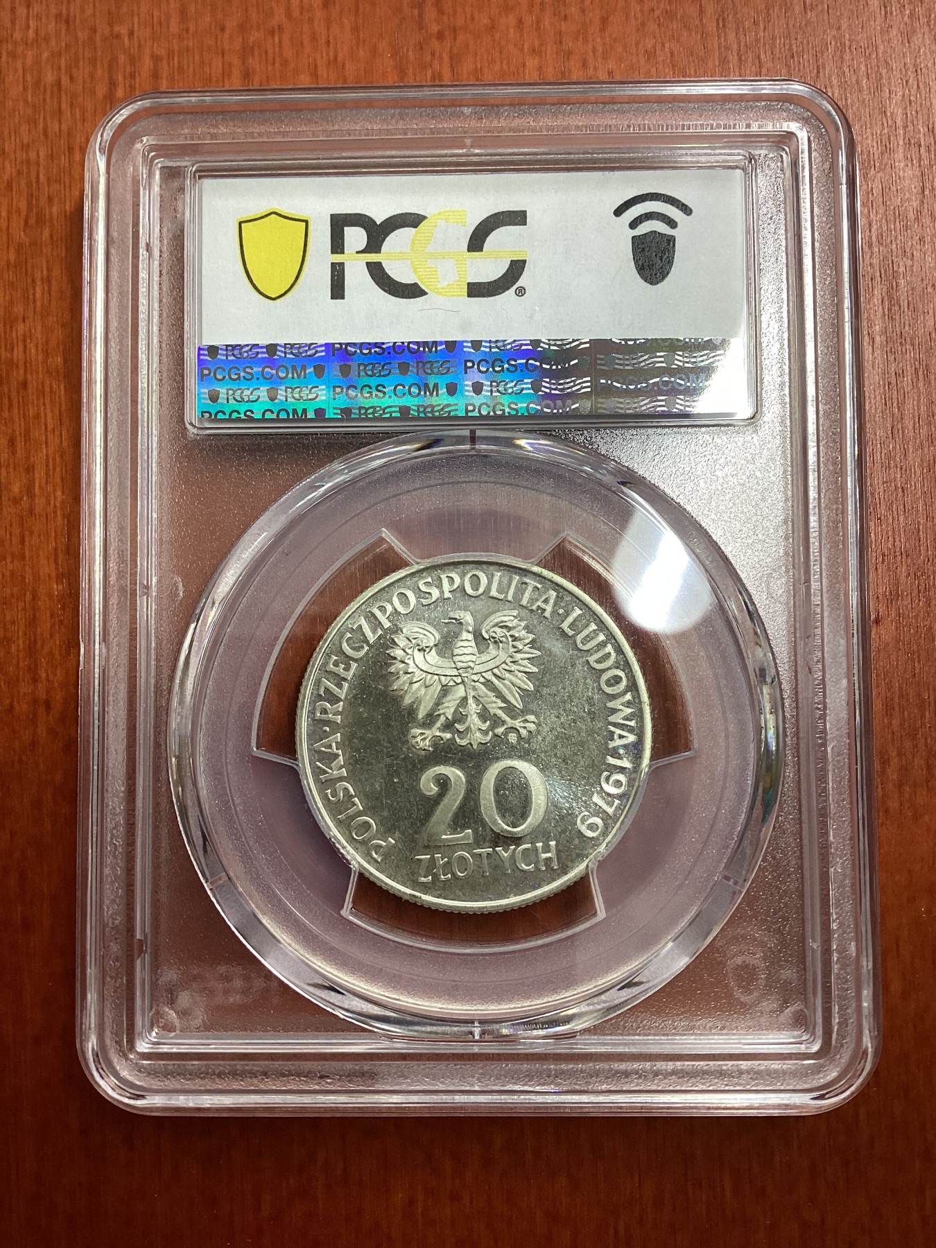 长老汇龙年精选第二场 1979-MW P20 Zl Par-P311a Proba 波兰儿童年20兹罗提银样币，PCGS SP65分，更高分仅有5枚，发行量4200枚