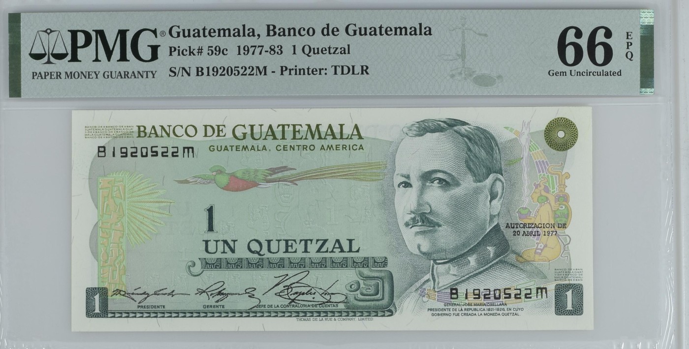 Immortal acution 三月第二场 Guatemala, Banco de Guatemala, 1 Quetzal 1977-83