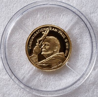S&S Numismatic世界钱币-拍卖 第70期 - 科特迪瓦2013年 20世纪和21世纪的教皇-约翰·保罗二世 100西非法郎精制纪念金币  0.5克999金