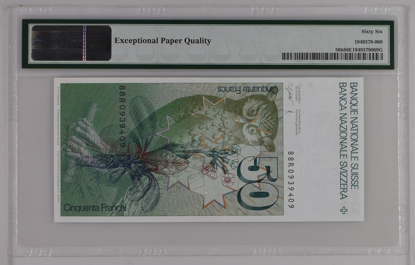 Immortal acution 三月第二场 Switzerland, National Bank, 50 Franken 1988 - Printer: OFZ