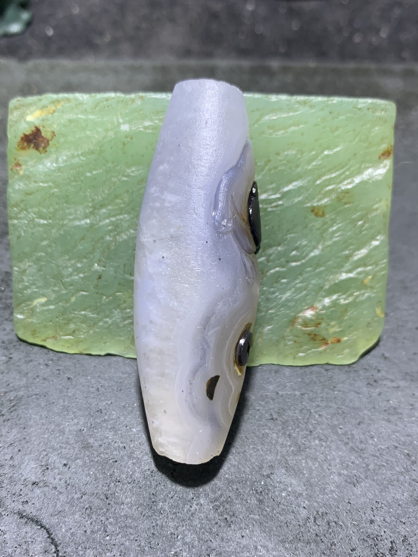 精美亚光高玉化冰飘巴西玛瑙手工俏色巧雕鼠来宝吊坠一个！