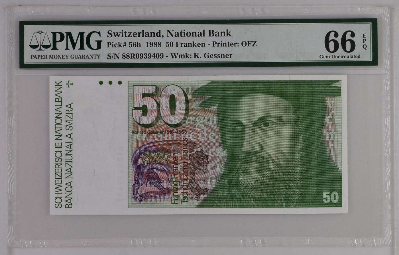 Immortal acution 三月第二场 Switzerland, National Bank, 50 Franken 1988 - Printer: OFZ