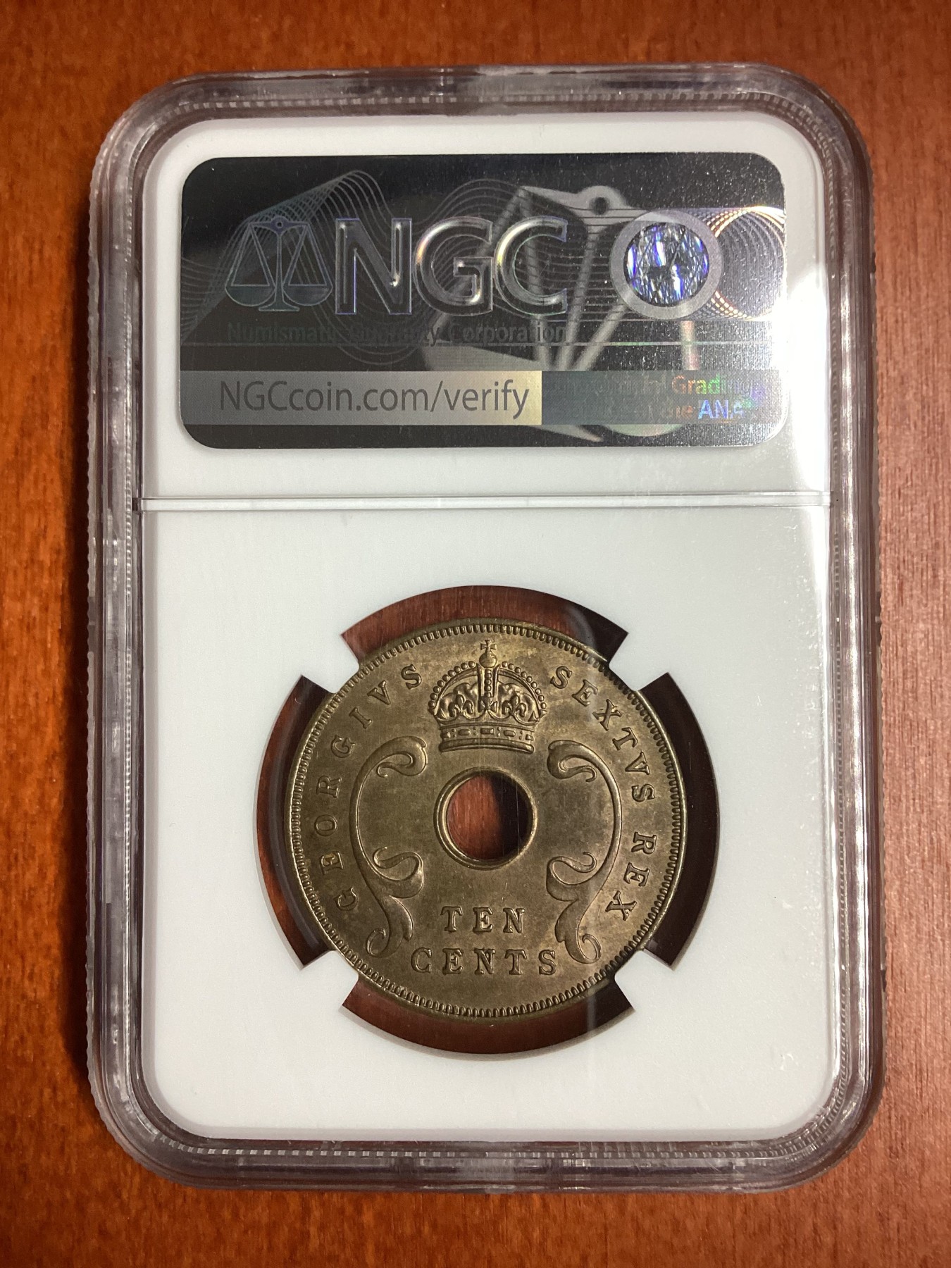 长老汇龙年精选第二场 1950 英属东非洲乔治六世10分铜币，NGC MS63BN，唯一冠军分
