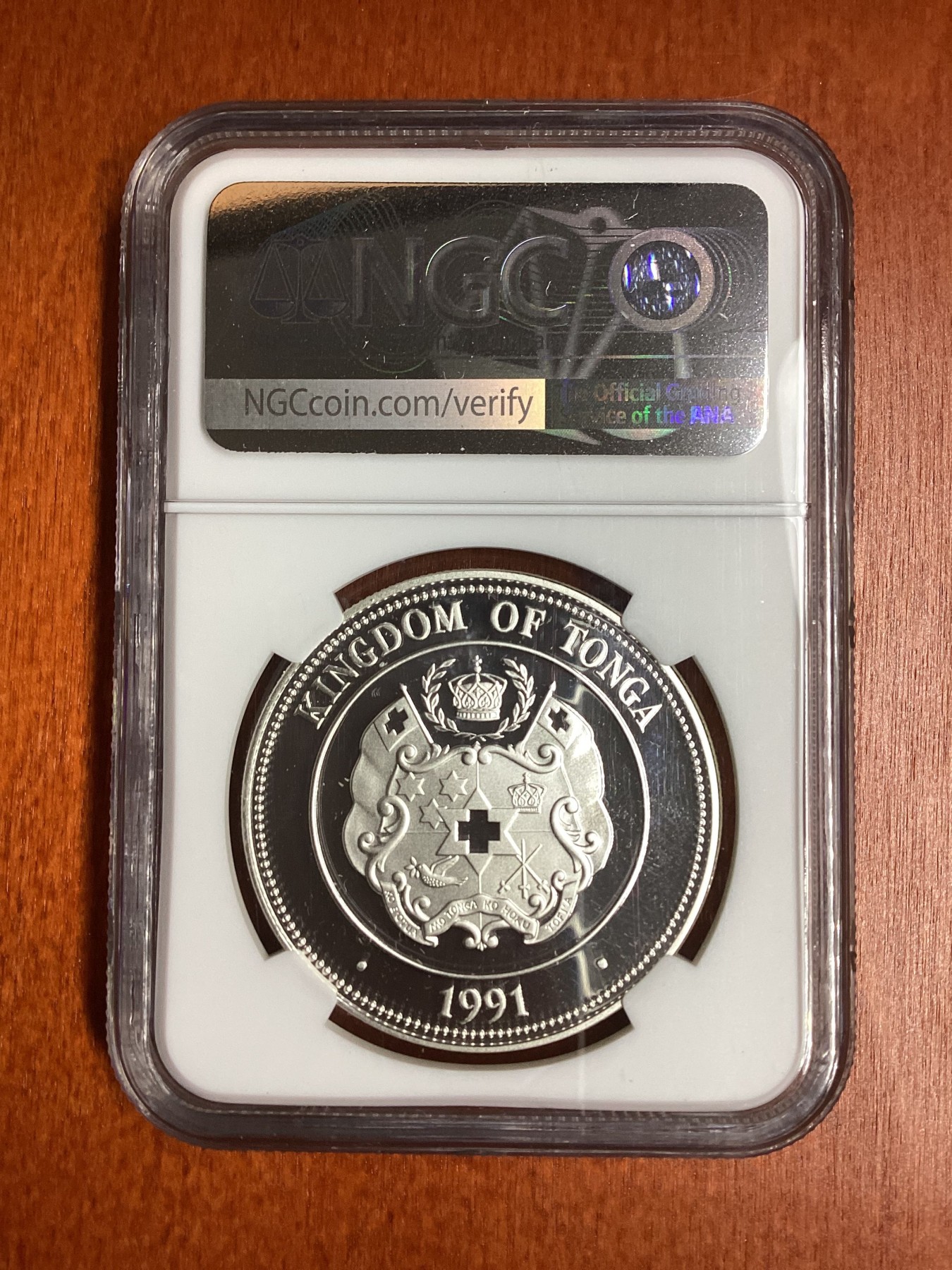 长老汇龙年精选第二场 1991 汤加濒危动物保护冢雉1潘加精制银币，NGC PF69UC，唯二冠军分
