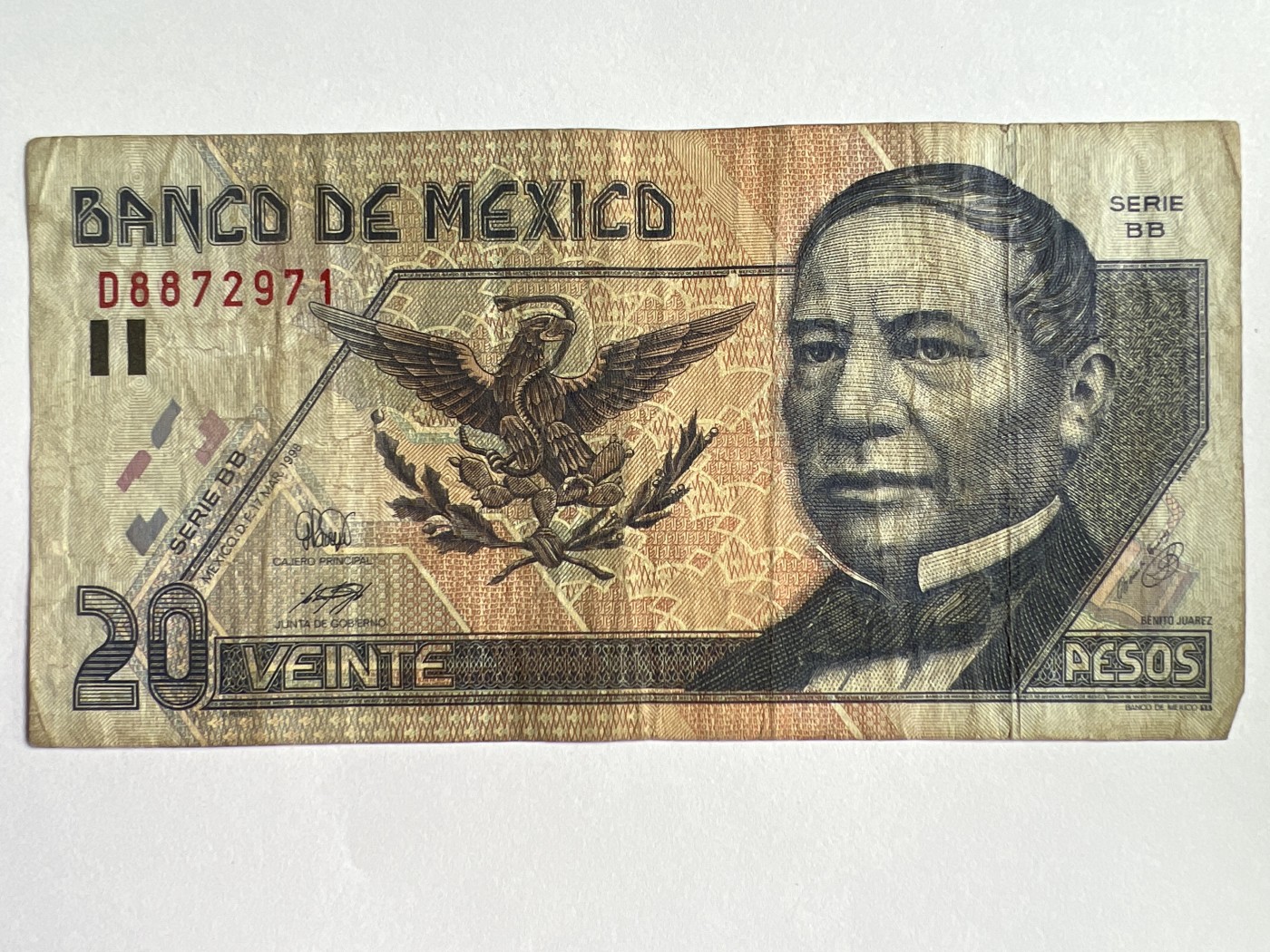 第545期  纸币专场 （无押金，捡漏，全场50包邮，偏远地区除外，接收代拍业务） 墨西哥20比索