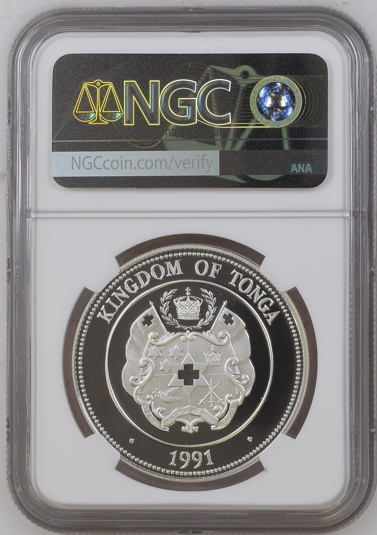 长老汇龙年精选第二场 1991 汤加濒危动物保护冢雉1潘加精制银币，NGC PF69UC，唯二冠军分