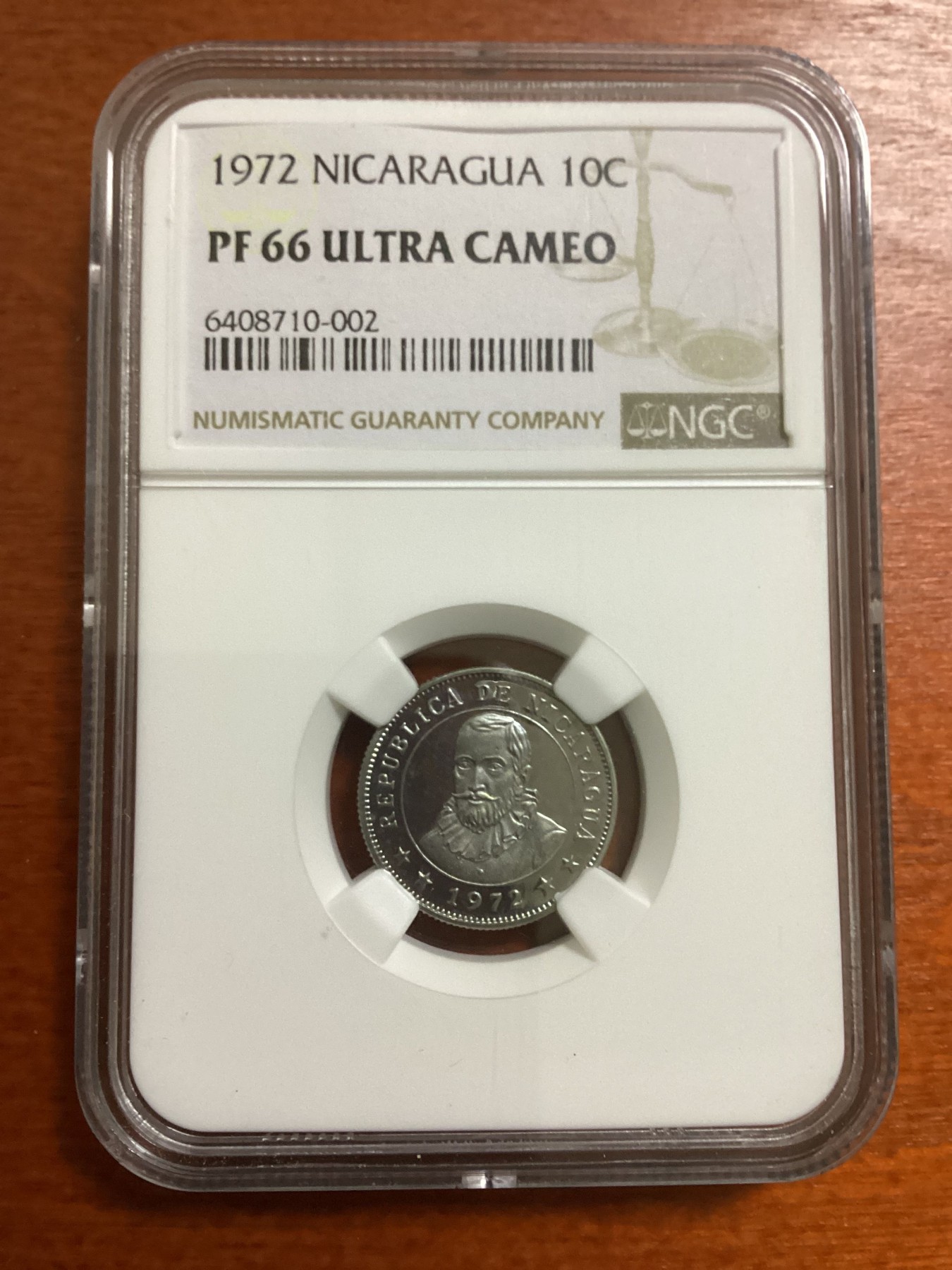 长老汇龙年精选第二场 1972 尼加拉瓜10分精制镍币，NGC PF66UC，更高分仅有10枚