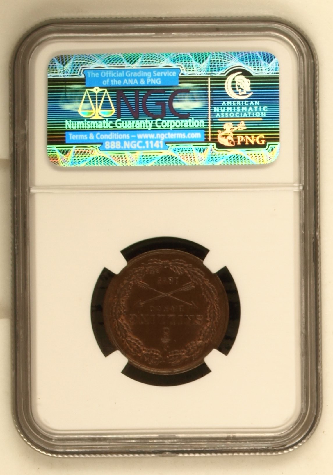 长老汇龙年精选第二场 1855 瑞典奥斯卡一世2/3斯吉林铜币，NGC MS63BN，唯一冠军分