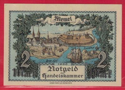 (德属)梅梅尔1922年2马克 无4 今属立陶宛 欧洲纸币 实物图 UNC - (德属)梅梅尔1922年2马克 无4 今属立陶宛 欧洲纸币 实物图 UNC