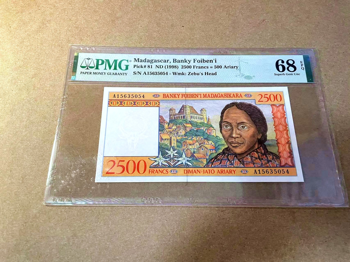 【Blue Auction】✨世界纸币精拍第442期【精】 马达加斯加 1998年2500法郎 PMG68EPQ 超高分 