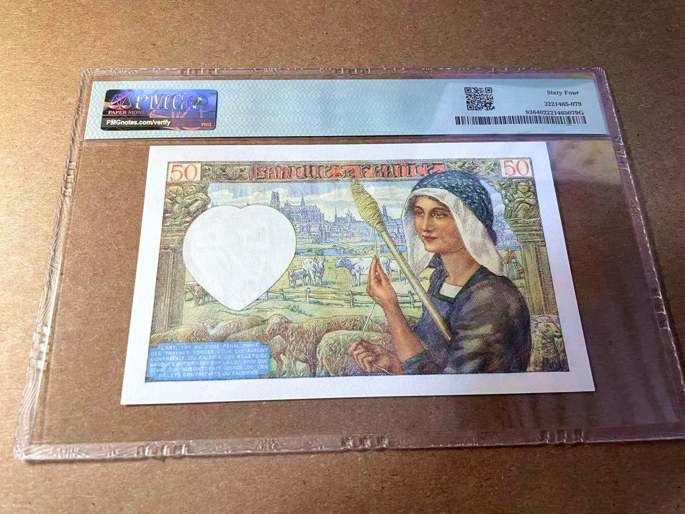 【Blue Auction】✨世界纸币精拍第442期【精】 法国 1940-42年50法郎 PMG64 